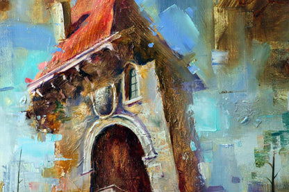 Oil painting Memories by Alexander Dobrodiy: impressionistic stone building