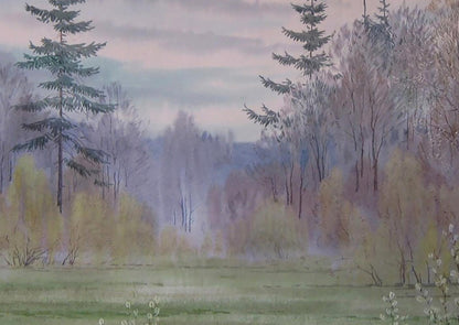 Watercolor painting of Spring forest by Valery Savenets