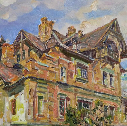 Oil painting of West side of the house by Leonid Pavlenko