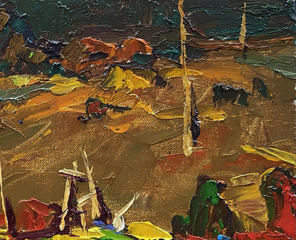 Oil painting In the Evening by Oleksiy Ivanyuk, textured earthy tones