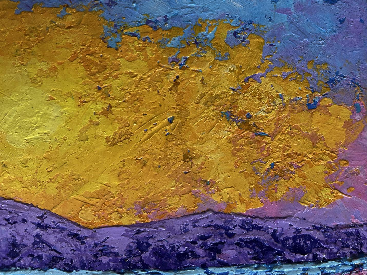 Vibrant oil painting of summer flower fields and sunset by V. Zadorozhnya