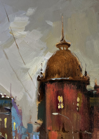 Oil painting of domed urban structure by Yuriy Suprunchuk