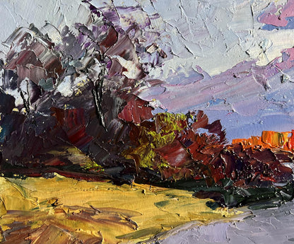 Oil painting The beauty of an autumn evening by Boris Serdyuk impasto landscape