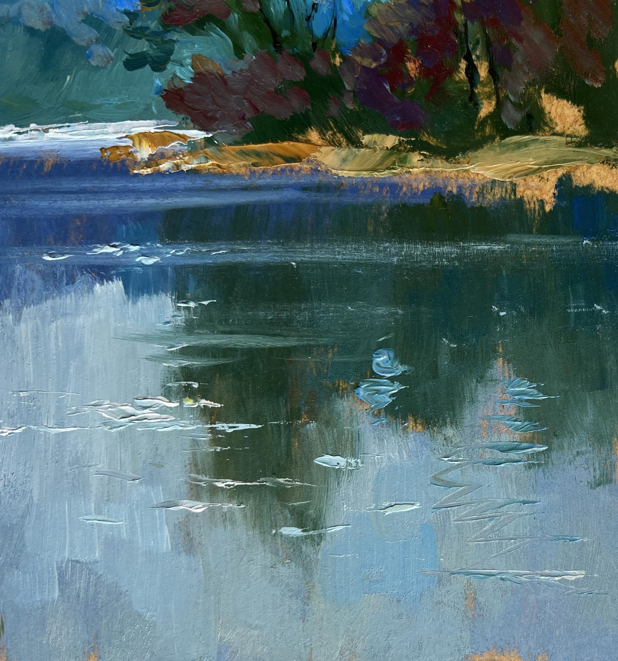 Textured impressionist oil painting By the Evening in Nature by Yuriy Suprunchuk