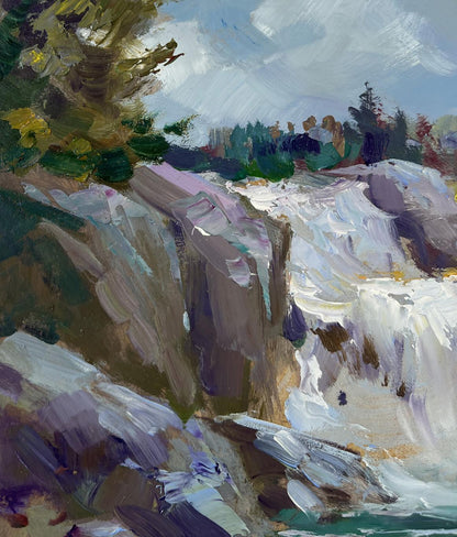 Oil painting of mountain waterfall by Yuriy Suprunchuk