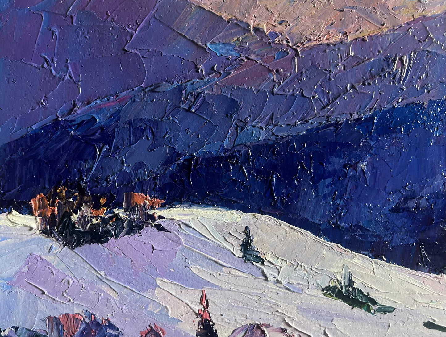 Oil painting of snowy mountain expanses by Boris Serdyuk