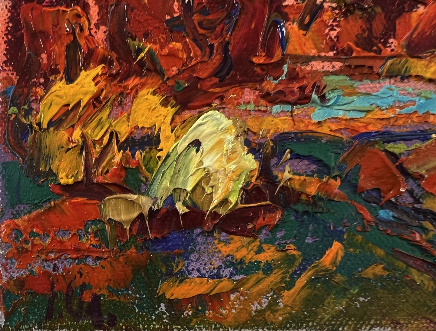 Oil painting Autumn evening by Oleksiy Ivanyuk vibrant abstract textured artwork