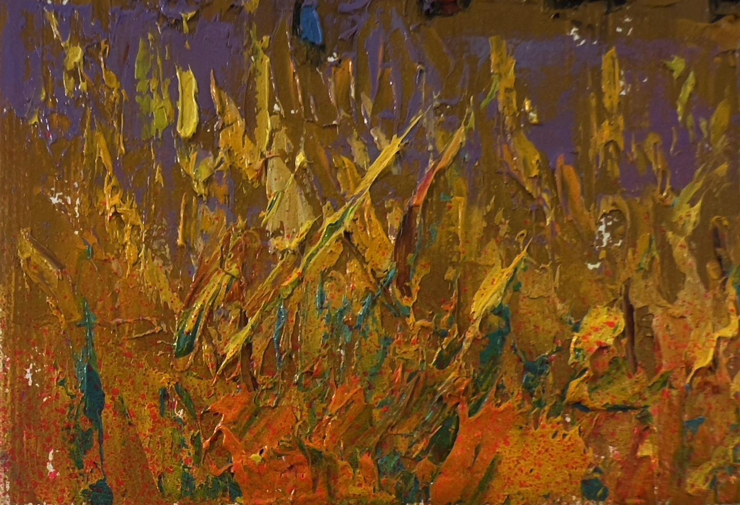 Oil painting Night on the field by Oleksiy Ivanyuk abstract textured art