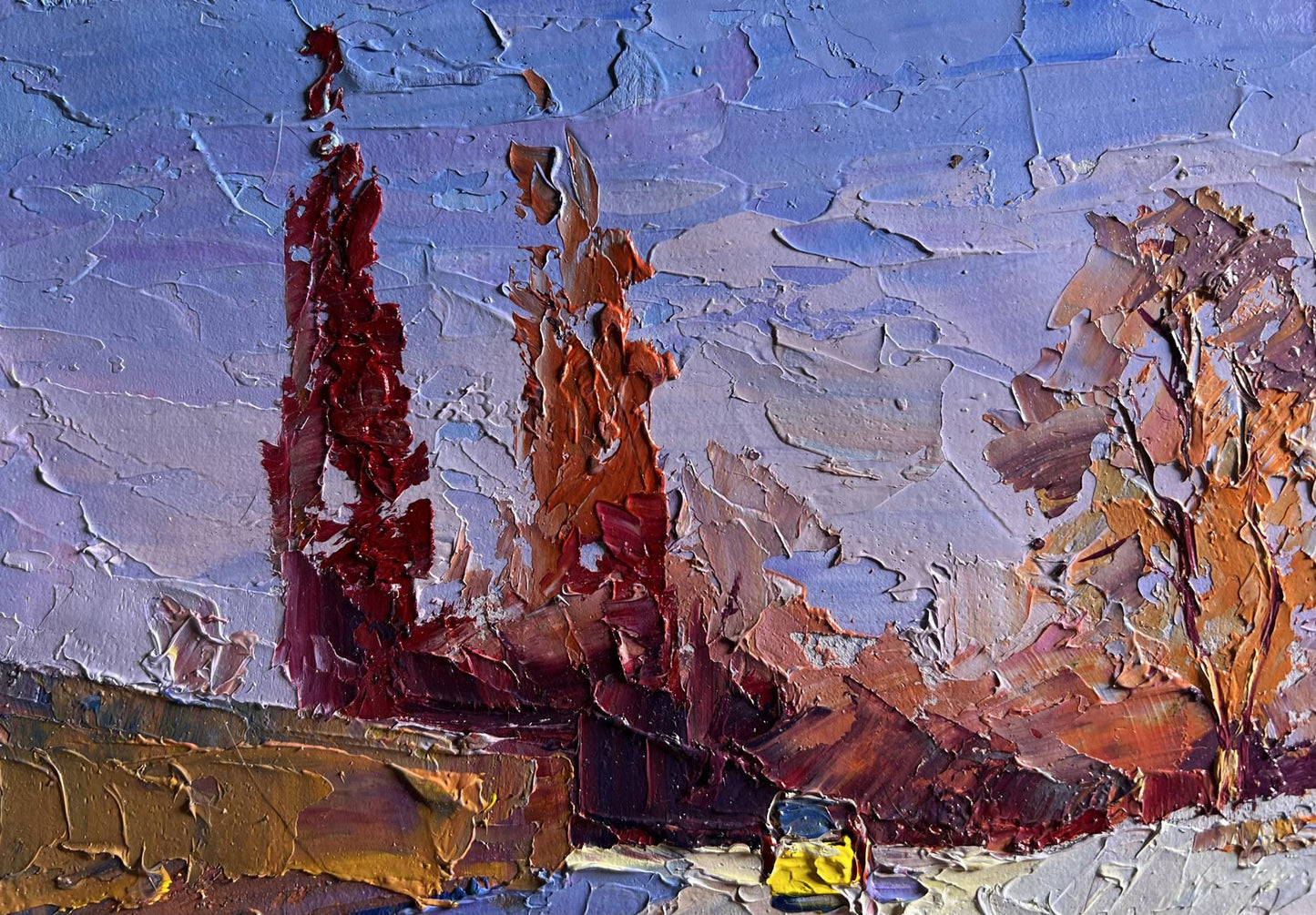 Oil painting The street was covered with snow by Boris Serdyuk, snowy scene