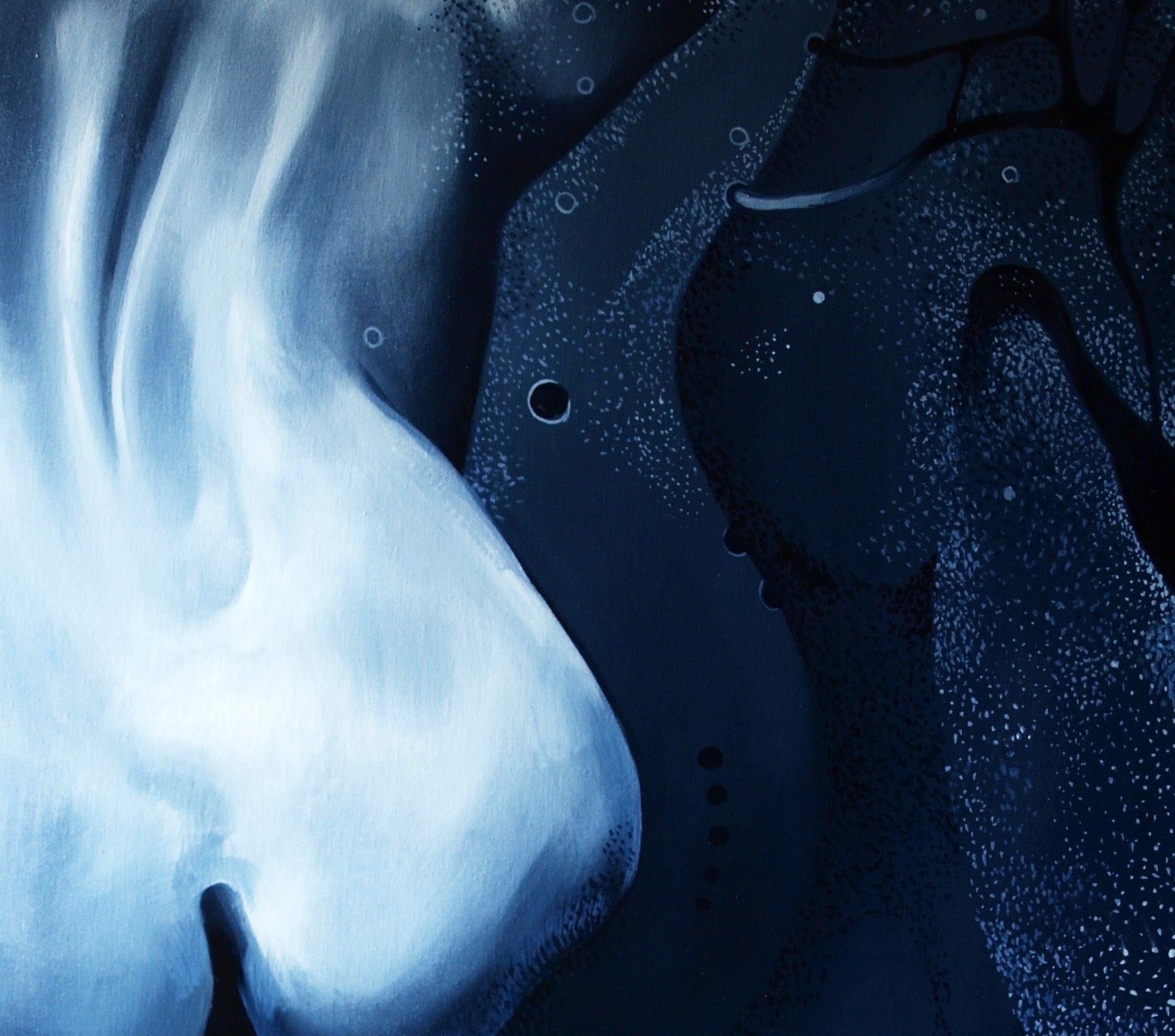 Luminous ethereal blue liquid in Oil painting Alone by Konsta G. Amelinn