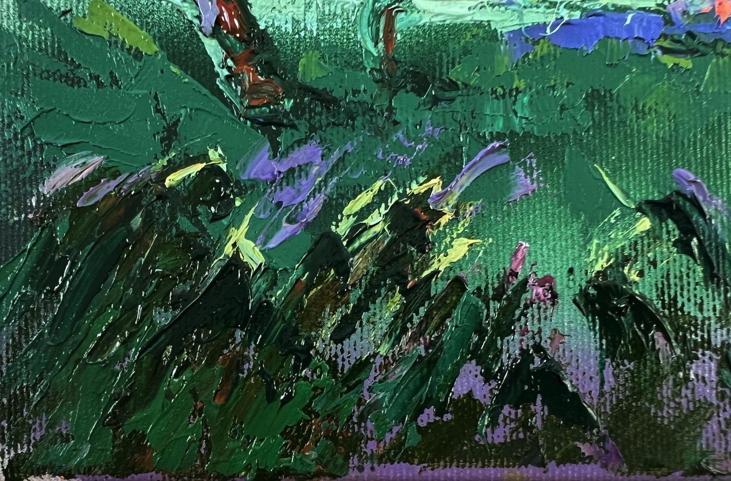 Oil painting There is a cold breeze in the field by Oleksiy Ivanyuk, emerald green strokes