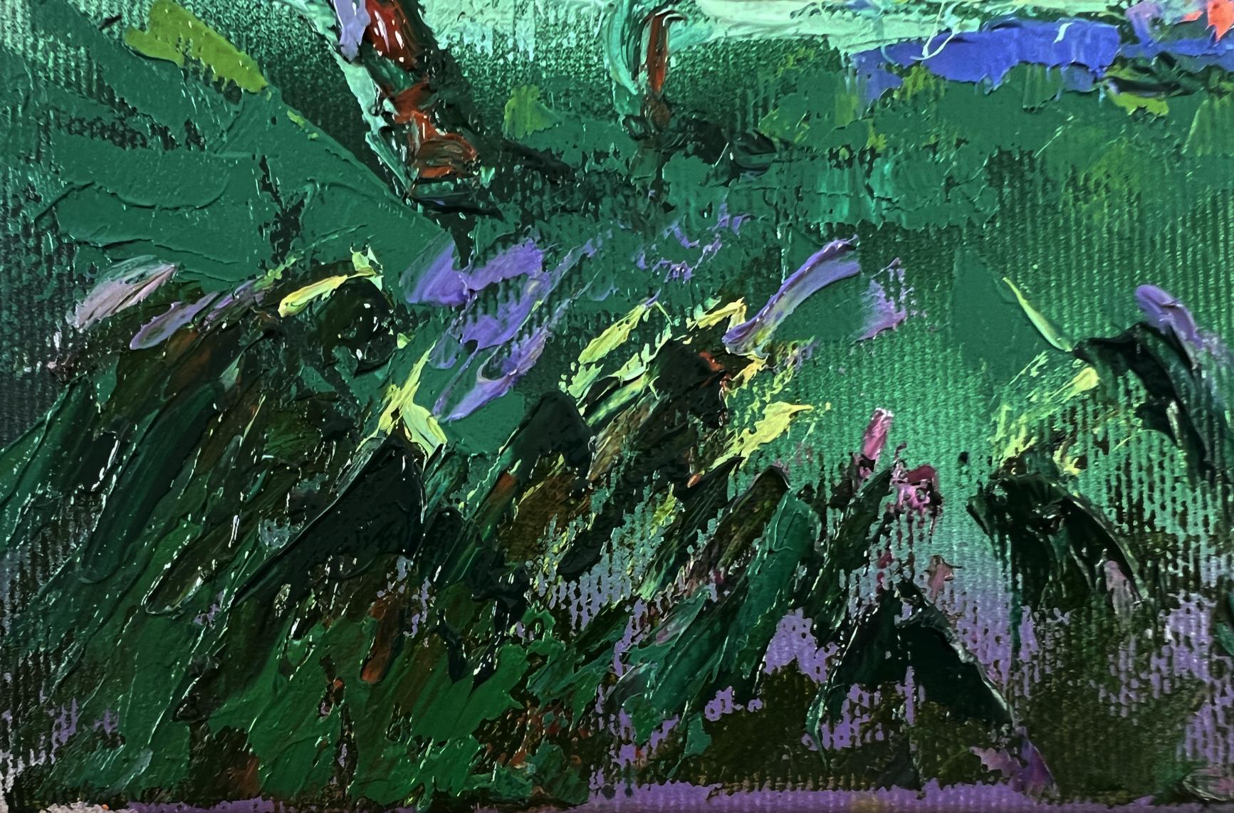 Oil painting There is a cold breeze in the field by Oleksiy Ivanyuk, emerald green strokes