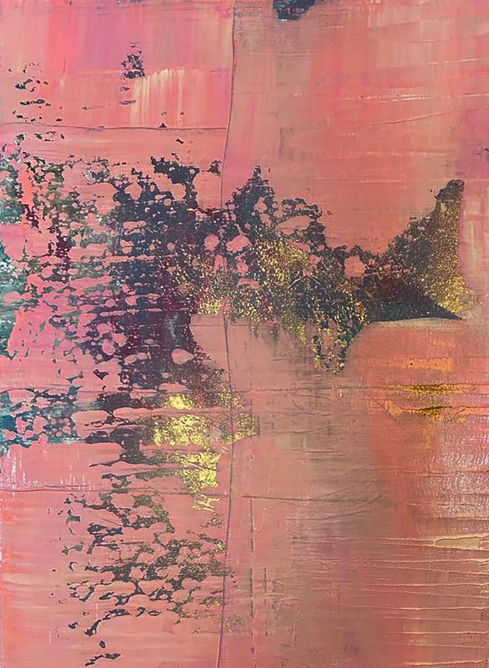 Acrylic painting Tenderness in my eyes by Olga Melezhik, pink coral abstract