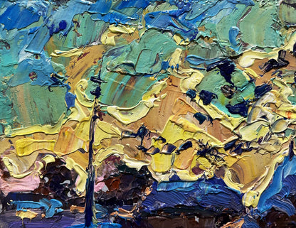 Oil painting Crows in the evening by Oleksiy Ivanyuk with vibrant impasto strokes