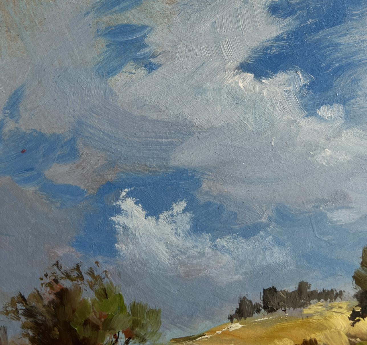Oil painting A lost corner of nature by Yuriy Suprunchuk with swirling clouds