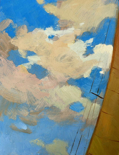 Oil painting Towards the Wind by Yuriy Suprunchuk with blue sky and clouds