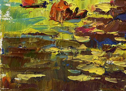 Vibrant impressionist oil painting Evening on the river by Oleksiy Ivanyuk