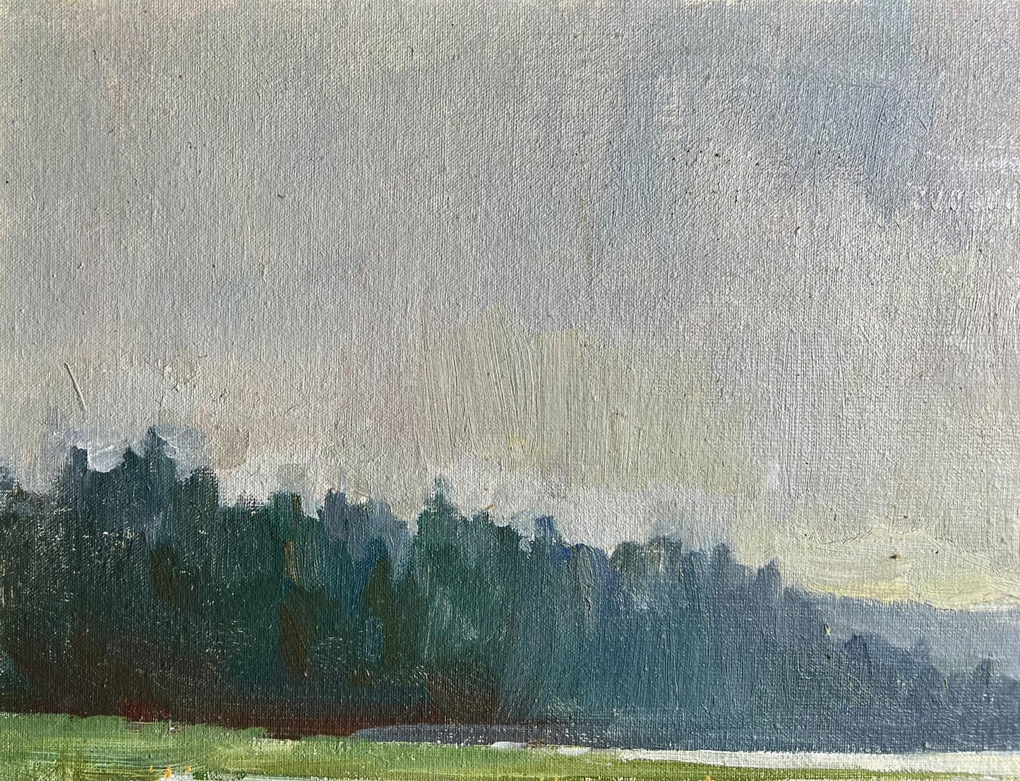 Oil painting Tranquility by the River by Tatyana Derdey serene landscape