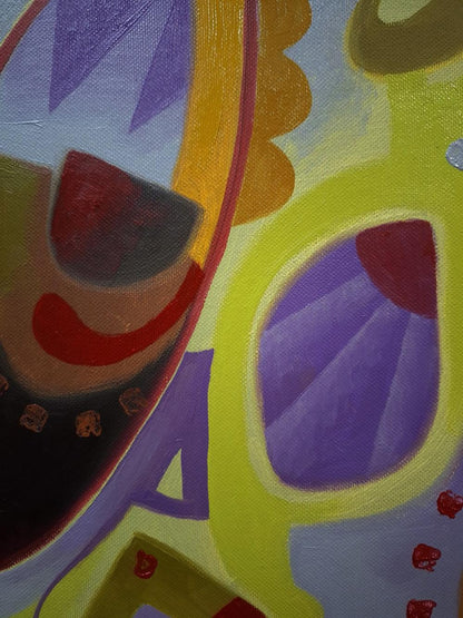 Vibrant Caribbean jazz oil painting by Sergiy Voichenko with bold geometric shapes