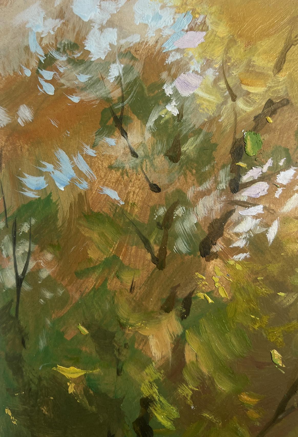 Impressionistic oil painting of autumn park tree with blossoms by Yuriy Suprunchuk