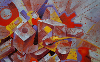 Abstract geometric oil painting of smoking pipe by Sergiy Voichenko