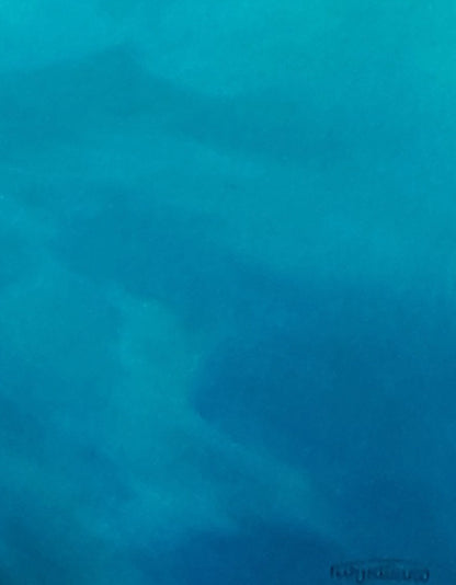 Blurry abstract blue oil painting The silence of the seabed by Vasily Korkishko