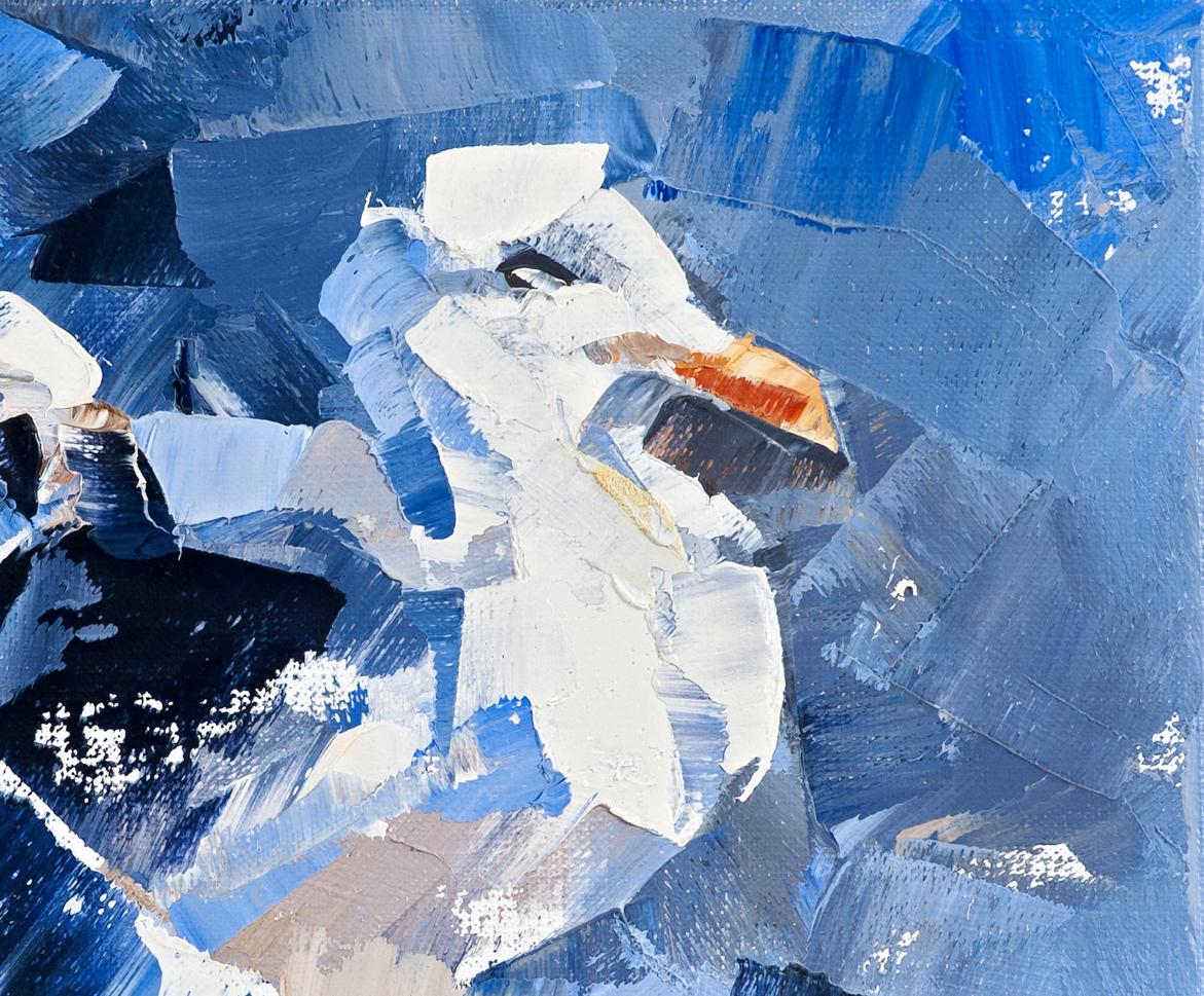 Oil painting Lonely Bird by Volodymyr Gluhomanyuk: stylized seagull