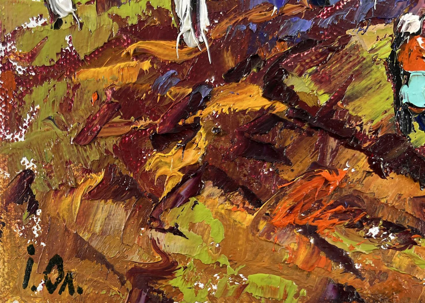 Oil painting Waking garden beds by Oleksiy Ivanyuk with earthy textured brushstrokes