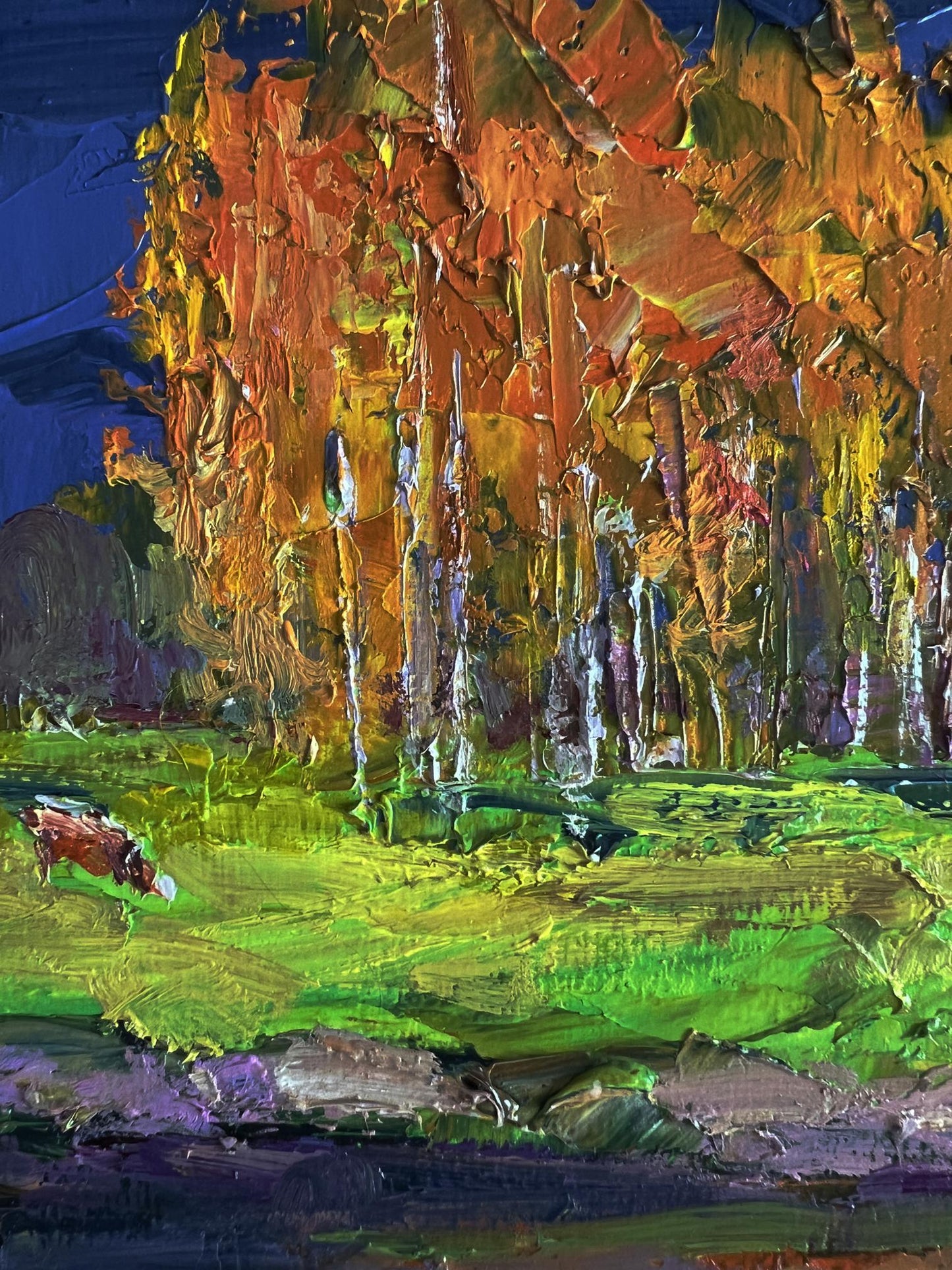 Oil painting Autumn on the shore river by Boris Serdyuk impressionist landscape