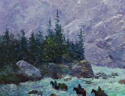 Oil painting Dangerous stream in the mountains by Boris Serdyuk