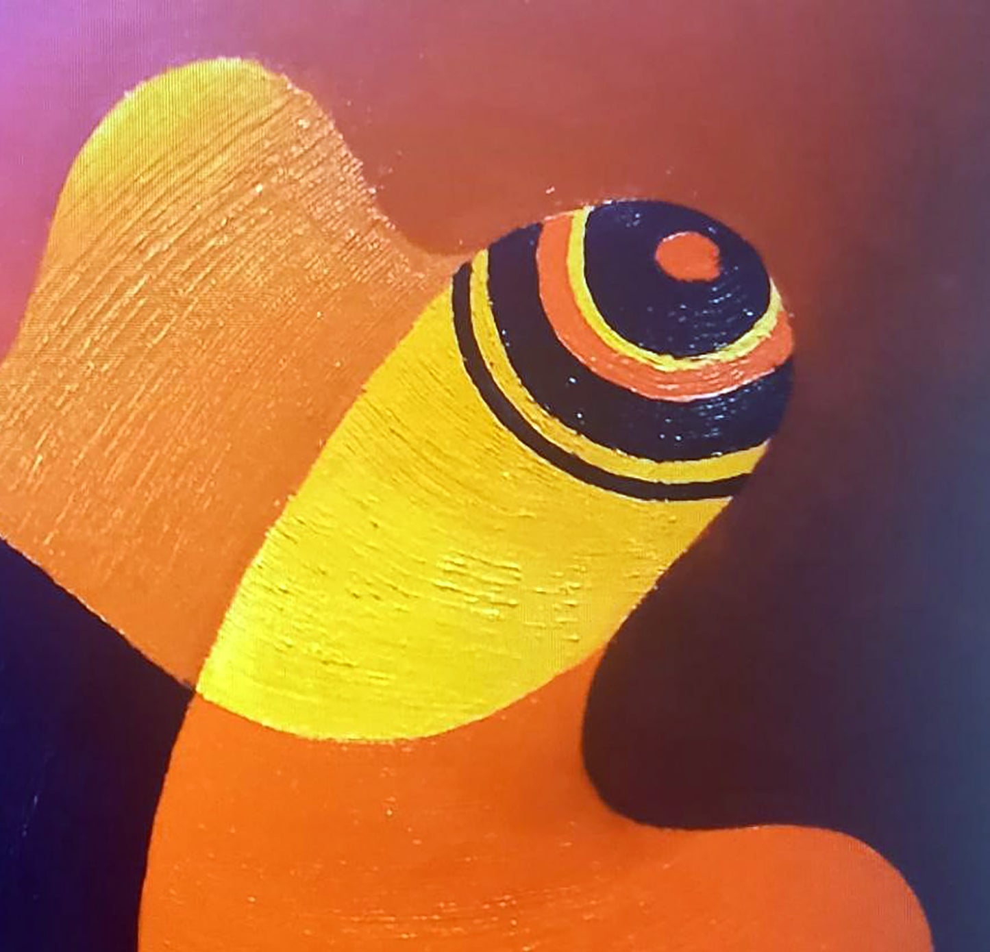 Oil painting sculpture of emotions by Alexander Strashevich: vibrant yellow orange black swirls