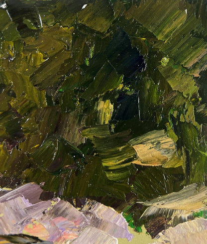 Oil painting Silent Whispers Between Green Shores by Boris Serdyuk