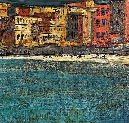 Vibrant impressionist oil painting Eternal Serhiy Kovalev coastal town