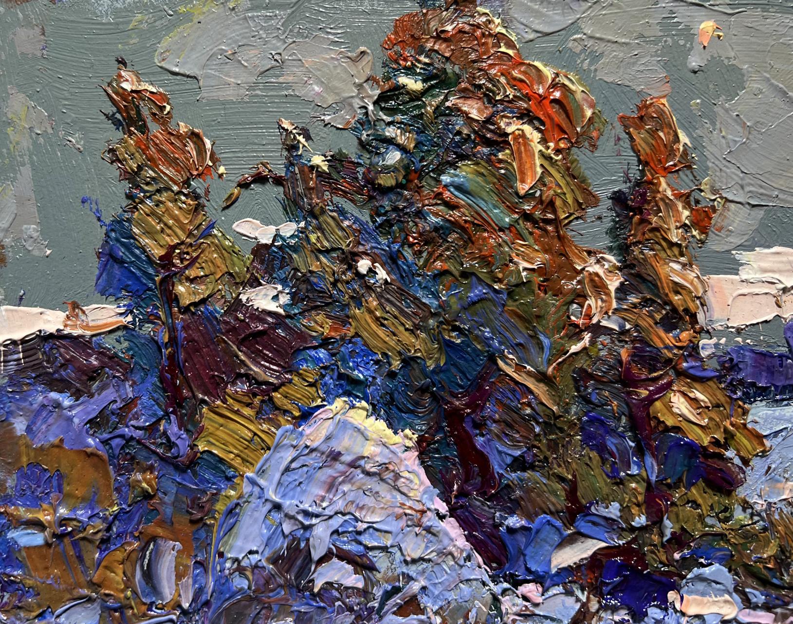 Oil painting There is a moon in the field by Oksana Ivanyuk with vibrant impasto strokes