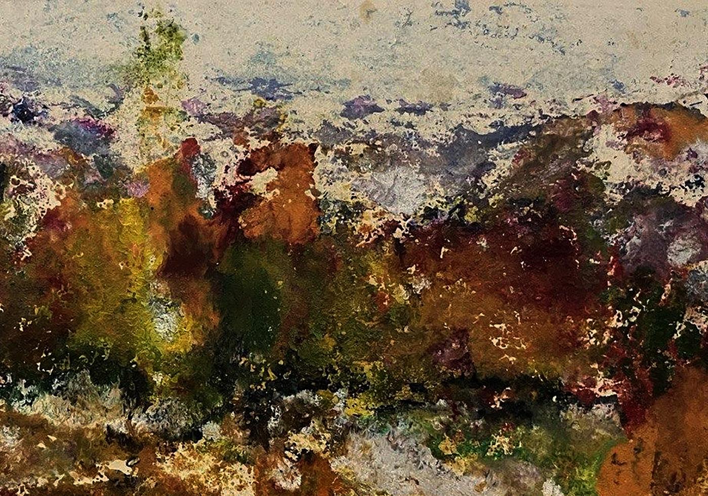 Oil painting Heart of Nature by Pavlo Miroshnychenko, abstract earthy tones