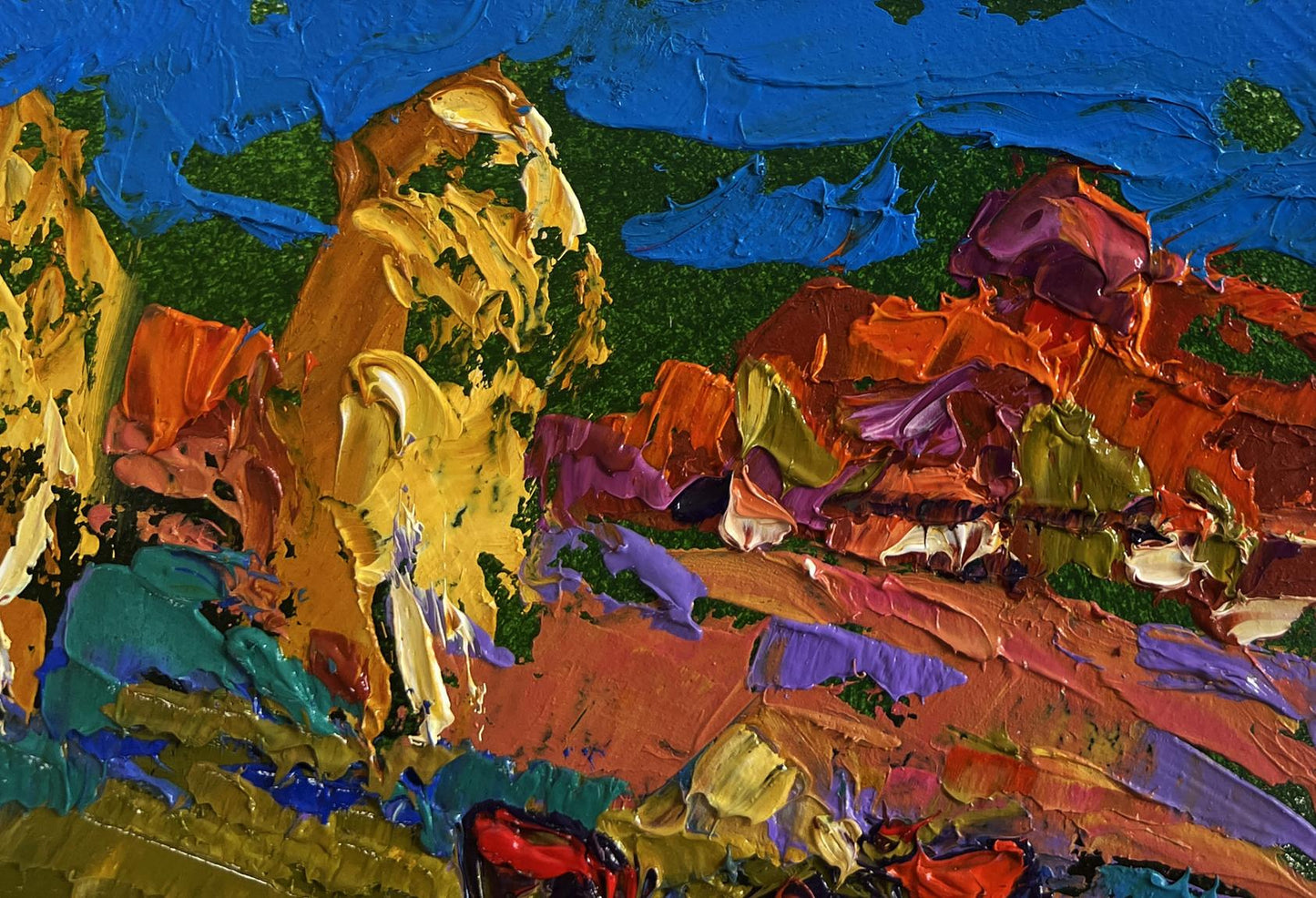 Vibrant impressionist oil painting of cattle in autumn meadows by Oleksiy Ivanyuk