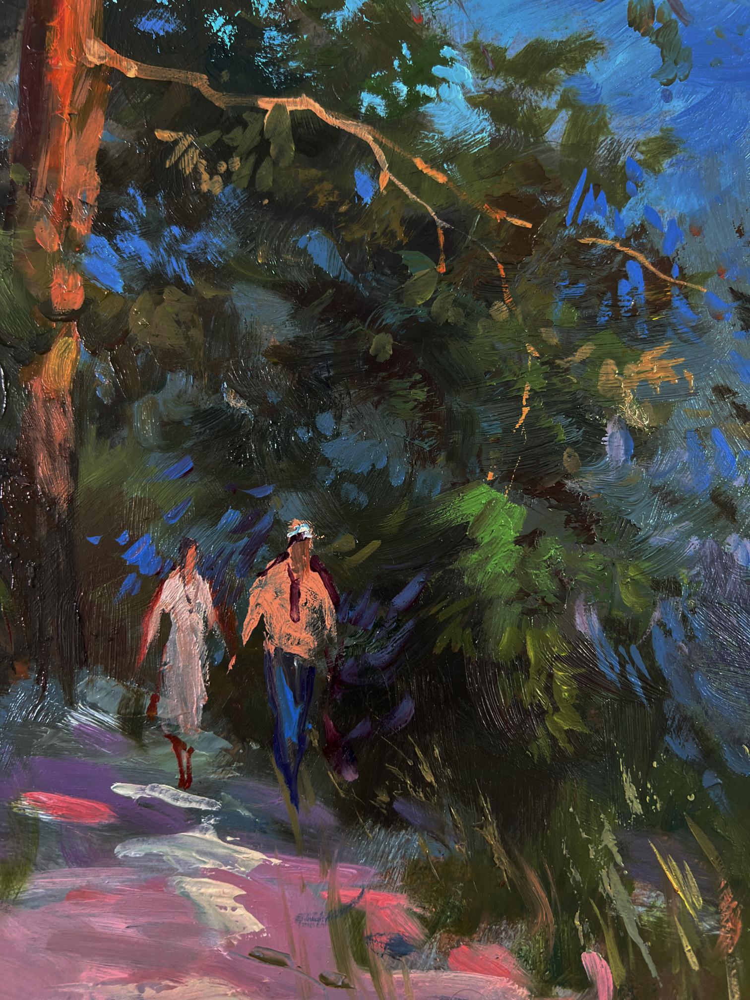 Oil painting Walk in the forest by Yuriy Suprunchuk vibrant impressionist scene