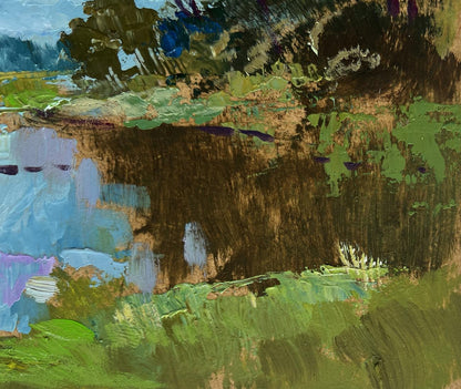 Impasto-textured Winding River landscape oil painting by Yuriy Suprunchuk