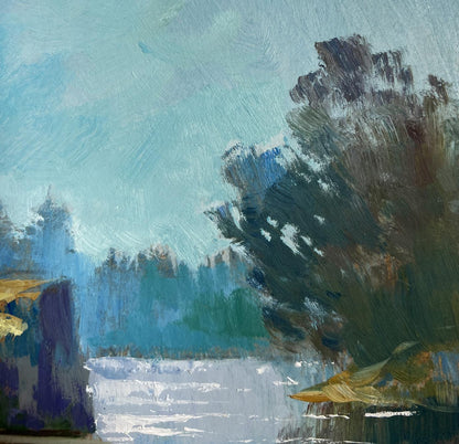 Oil painting Walk along the river by Yuriy Suprunchuk serene river scene