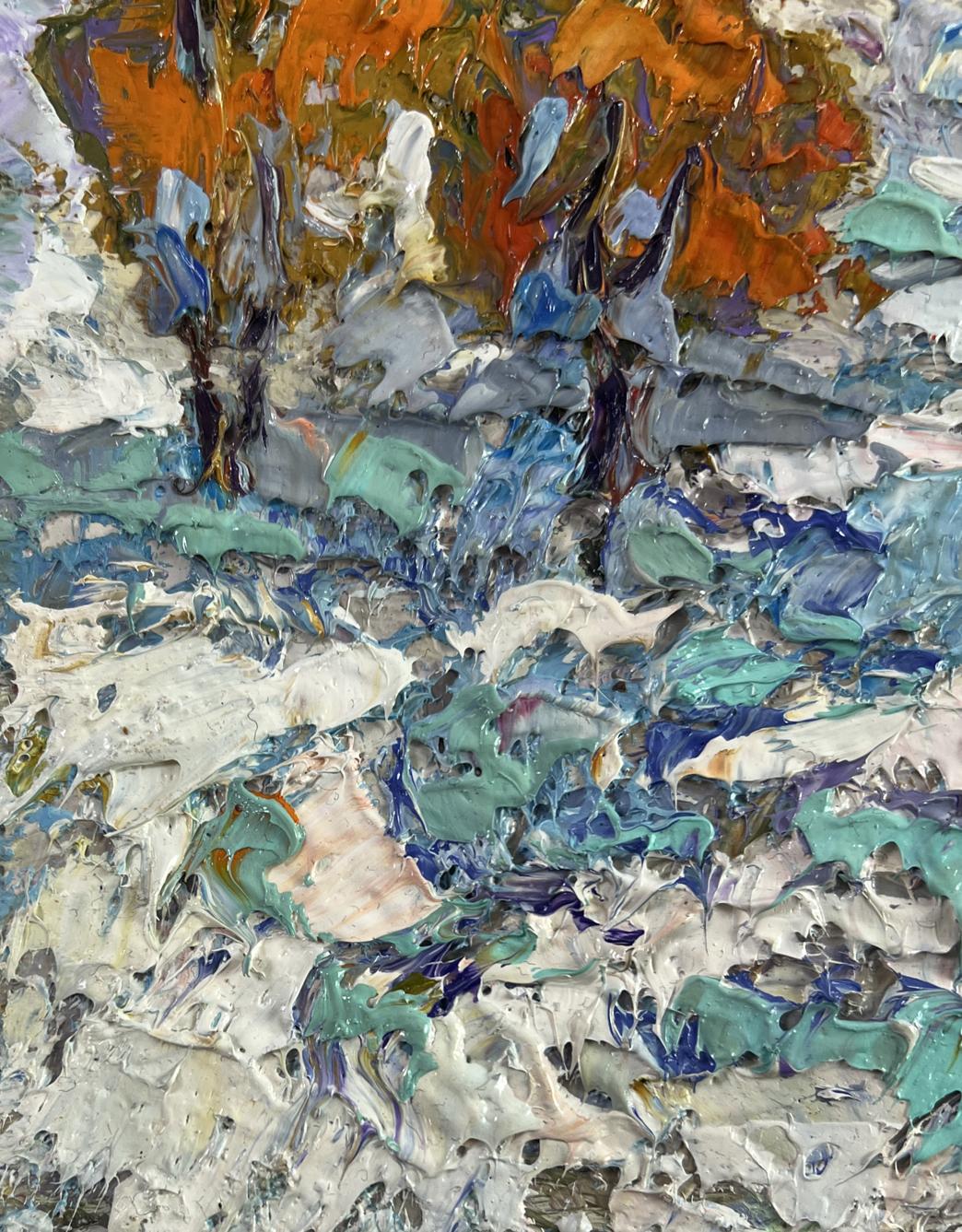 Oleksiy Ivanyuk oil painting The first snow fell textured winter landscape