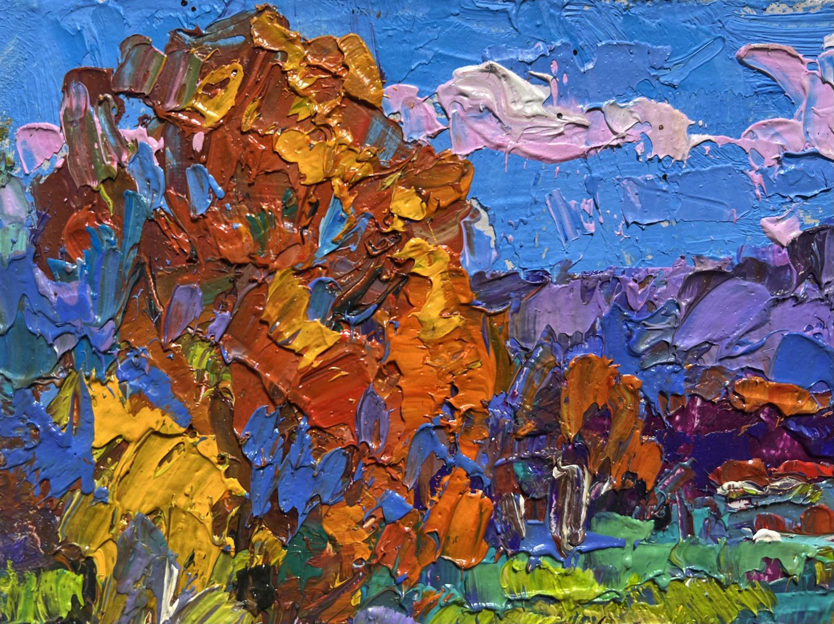 Vibrant impressionist oil painting Early in the morning in the field by Oleksiy Ivanyuk