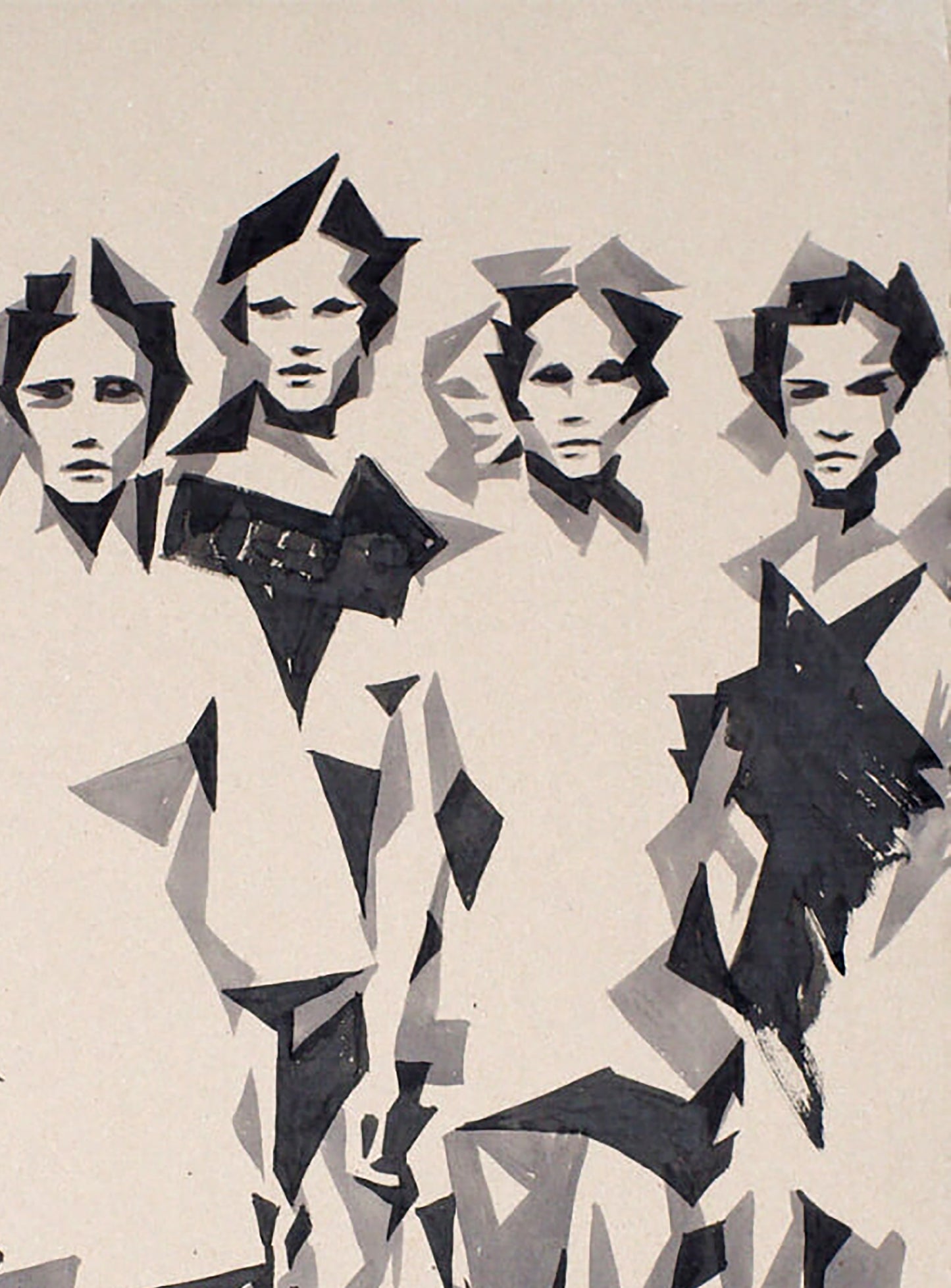 Abstract black and white Futurist Walk faces by Dima Filatov collage