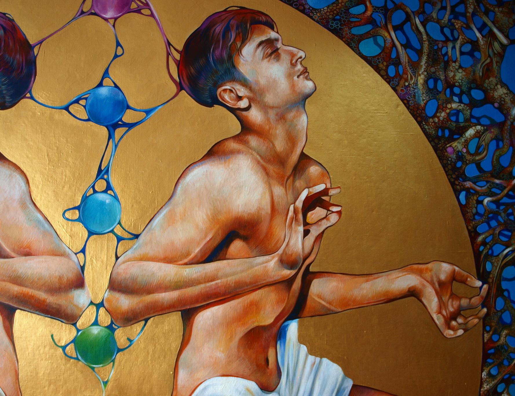 Oil painting Merger of two moons by Konsta G. Amelinn muscular man portrait