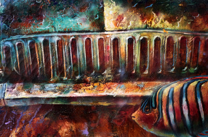 Oil painting Forgotten Motive by Alexander Dobrodiy: vibrant tropical fish