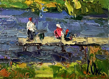 Oil painting Relaxing by the evening river by Oksana Ivanyuk