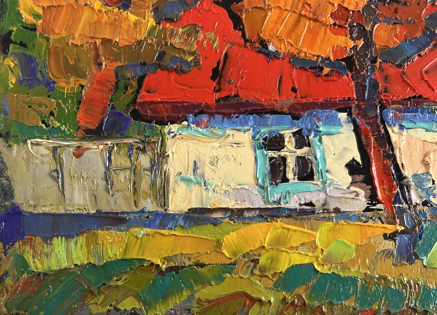 Vibrant impressionist oil painting Warmth of an autumn day by Oksana Ivanyuk