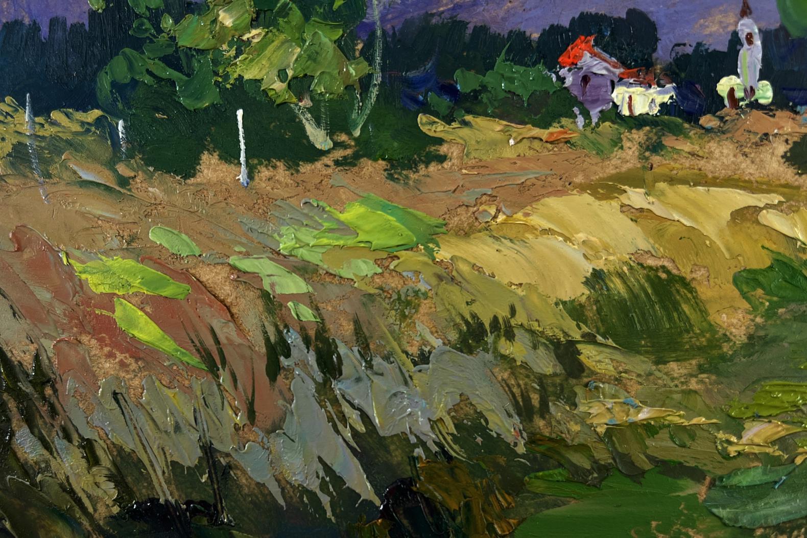 Impasto oil painting Quiet Village in Endless Expanses by Yuriy Suprunchuk