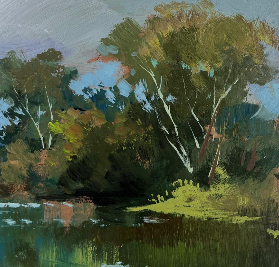 Oil painting The rain is approaching the river by Yuriy Suprunchuk
