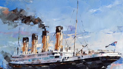 Stylized oil painting of RMS Titanic by Volodymyr Gluhomanyuk