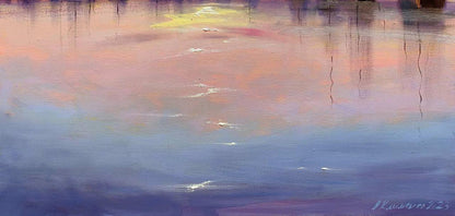 Oil painting Sunset at the Pier Olena Klimenko